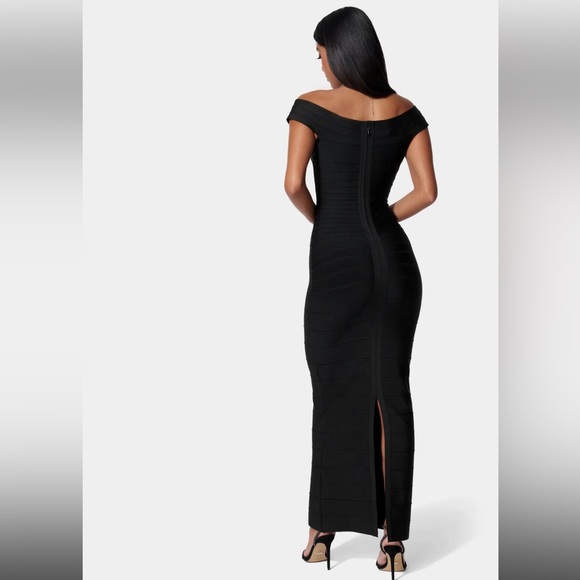 Bebe LUXE BANDAGE OFF SHOULDER GOWN - Picture 3 of 4